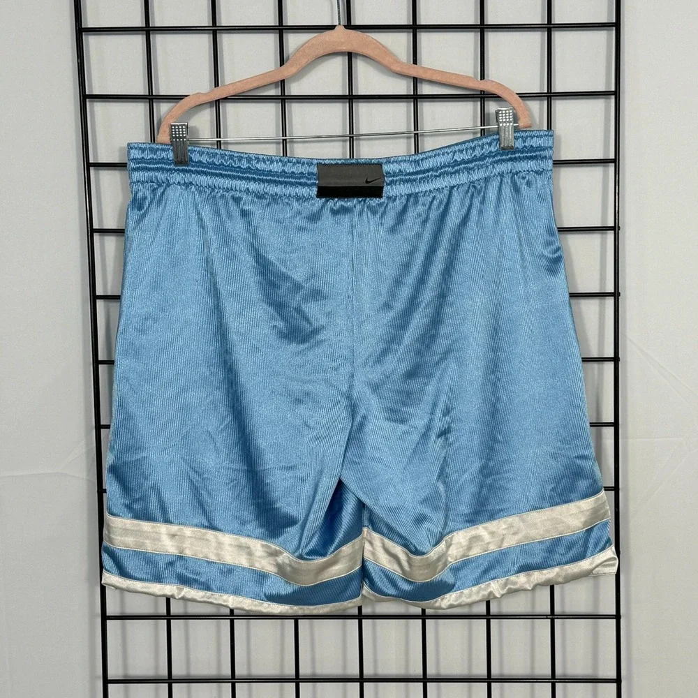 Nike Dazzle Basketball‎ Shorts Mens XL Blue Silky Shiny UNC Baggy Reversible